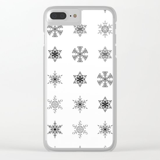 Snowflake Pattern - Black and white winter snowflake pattern artwork Clear iPhone Case