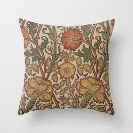 William Morris Rose and Rose, William Morris floral design  Throw Pillow