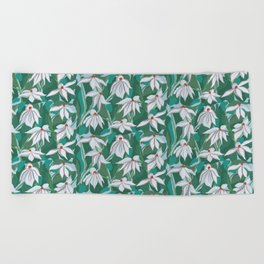 White Orchid Blooms Beach Towel