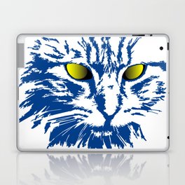 Cat Face Sketch - blue Laptop Skin