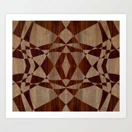 Marquetry style Art Print | Geometric, Symmetry, Graphicdesign, Opart, Wood, Optical, Digital, Marquetry, Artistic 