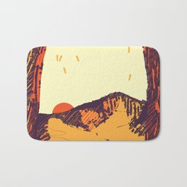 Upward over the Mountain: Sunset Bath Mat | Nature, Vintage, Landscape, Typography 