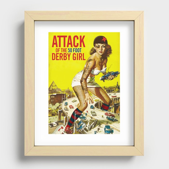 Attack of the 50 Foot Derby Girl Recessed Framed Print