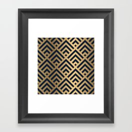 Gold and Blue geometric art deco diamond pattern Framed Art Print