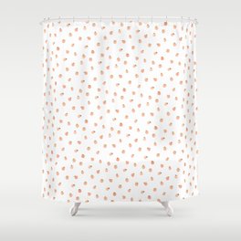 Sweet Peach Polka Dot, White Shower Curtain