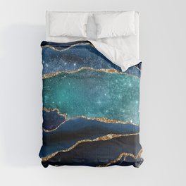 Blue Night Galaxy Marble Comforter