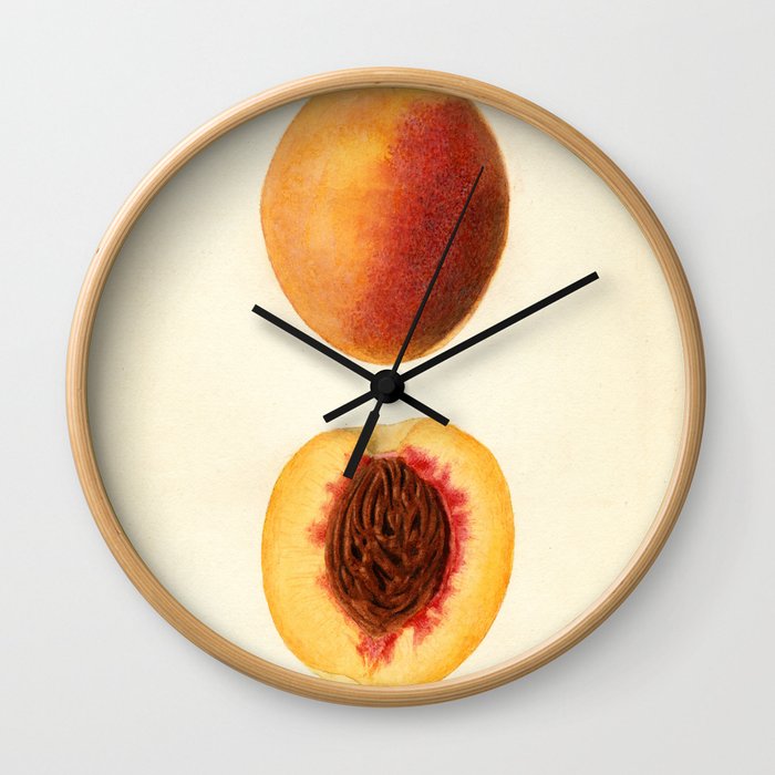 Vintage Illustration of a Sliced Peach Wall Clock