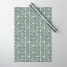 Art Deco Diamonds in Teal and Gold Wrapping Paper