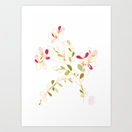 Abstract Romantic Florals in the Lines Art Print
