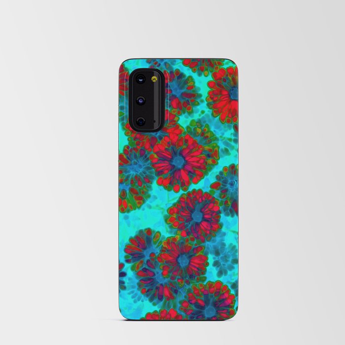 Red daisies Bohemian Floral abstract batik fabric Android Card Case