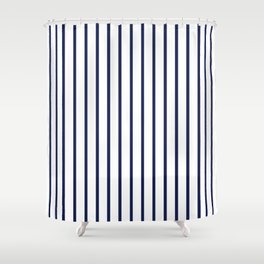 Vertical Navy Blue Stripes Pattern Shower Curtain