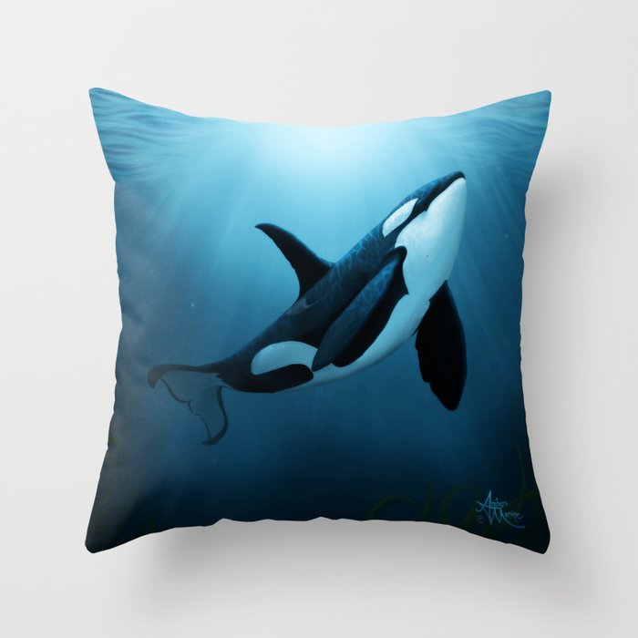 "The Dreamer" by Amber Marine ~ Orca / Killer Whale Art, (Copyright 2015) Throw Pillow
