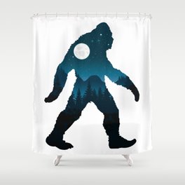 Night Forest Bigfoot Shower Curtain