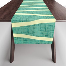 Retro Tiki Pin Stripes 324 Turquoise and Beige Table Runner