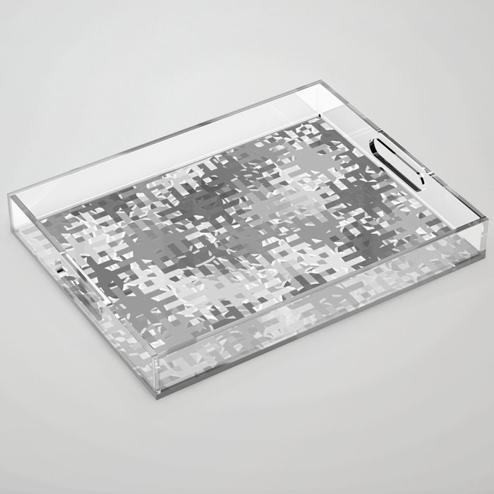 Gray pixels and dots Acrylic Tray