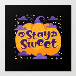 Halloween stay sweet pumpkin at night Canvas Print