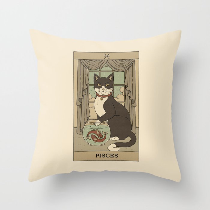 Pisces Cat Throw Pillow