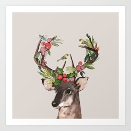 Christmas Deer Art Print