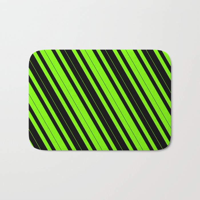 Green & Black Colored Striped/Lined Pattern Bath Mat