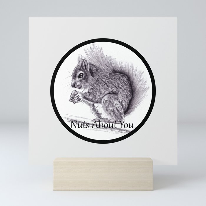 Nuts About You - Squirrel Pencil Drawings Mini Art Print