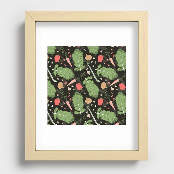 Vegetable Patch on a Dark Background Recessed Framed Print