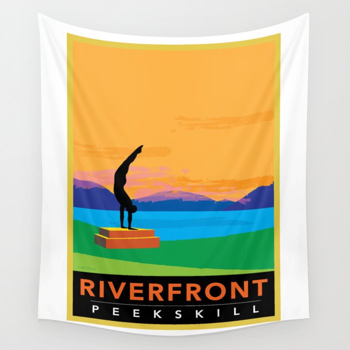 Riverfront Green Peekskill Diver Wall Tapestry