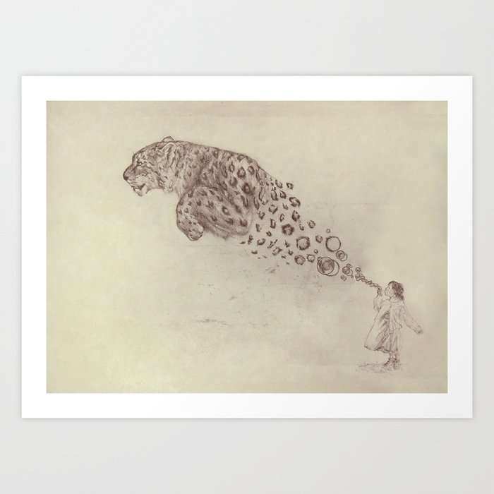 Bubbles the Snow Leopard Art Print