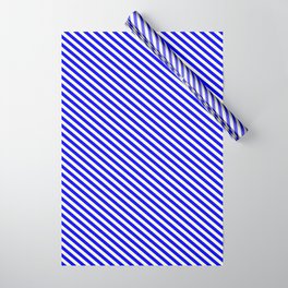 [ Thumbnail: Blue & Light Yellow Colored Pattern of Stripes Wrapping Paper ]