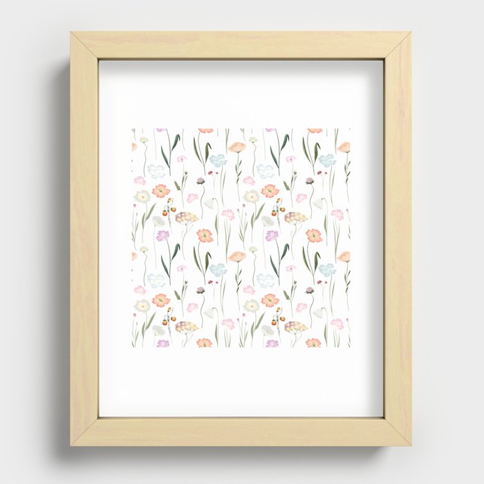 Pretty Wildflowers Floral Pattern Recessed Framed Print
