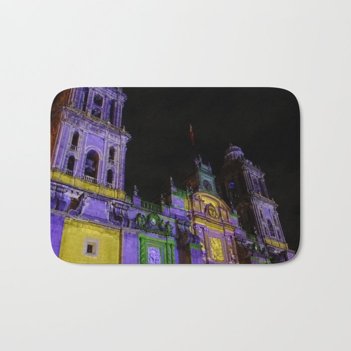 Mexico Photography - Colorful Lights On A Mexican Cathedral Bath Mat