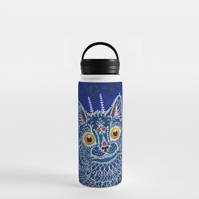 Louis Wain Blue Cat In Gothic Style Water Bottle