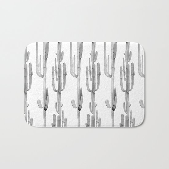Cactus Climb Black and White Bath Mat