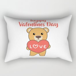 Valentine's Day Bear Cute Animals With Hearts Rectangular Pillow