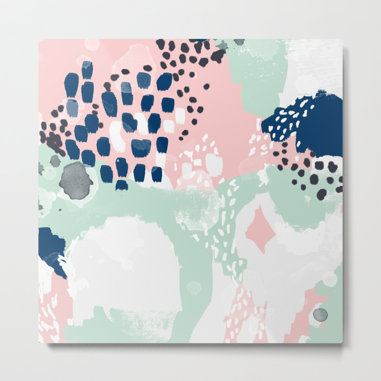 Ostara Minimal Abstract Painting Trendy Navy Mint And Pink