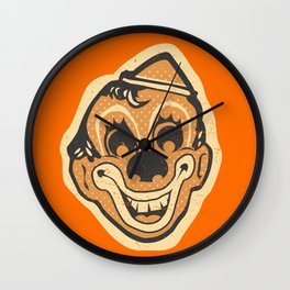 Retro Creepy Halloween Clown Face Mask Wall Clock | Grungy, Clowning, Cap, Trickortreating, Oldschool, Clownaround, Retrostyle, Clown, Vintage, Character 