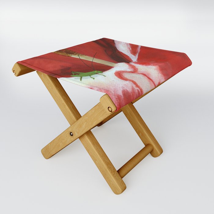 Scarlet and White Gladiolus, August Birth Flower Folding Stool