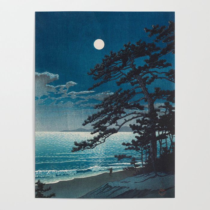 Spring Moon At Ninomiya Beach By Kawase Hasui Poster