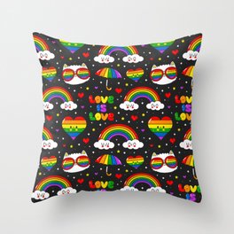 Love is Love Rainbows and Cats Throw Pillow