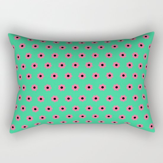 Pink Daisies on Mint Green Rectangular Pillow