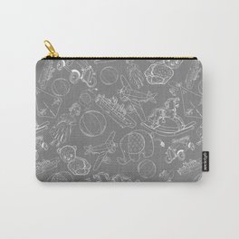 Grey and White Toys Outline Pattern Carry-All Pouch