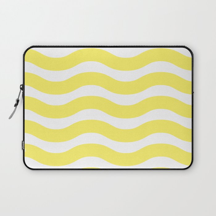 Yellow Abstract Wavy Lines Pattern Laptop Sleeve