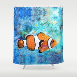 Sea Clown - Colorful Tropical Fishy Fish Art Shower Curtain