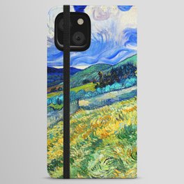 Van Gogh Mountain Meadow Landscape Painting Print iPhone Wallet Case