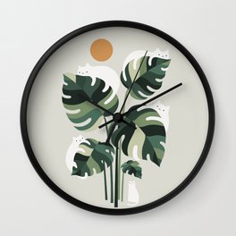 Cat and Plant 11 Wall Clock | Hope, Drawing, Houseplant, Plantlover, Meow, Spring, Garden, Monstera, Catlover, Soothing 