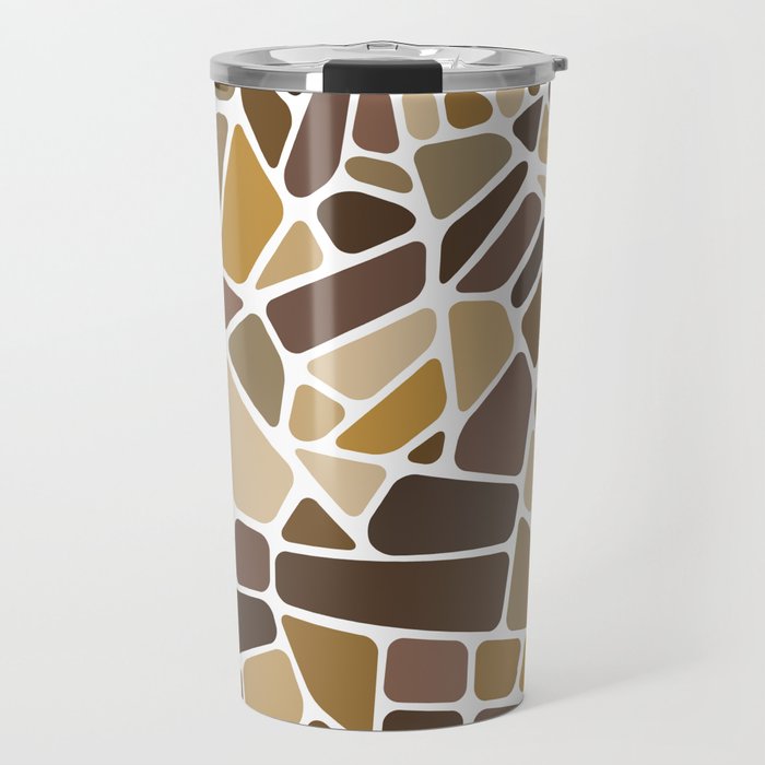 Brown Mosaic Tiles Pattern Travel Mug