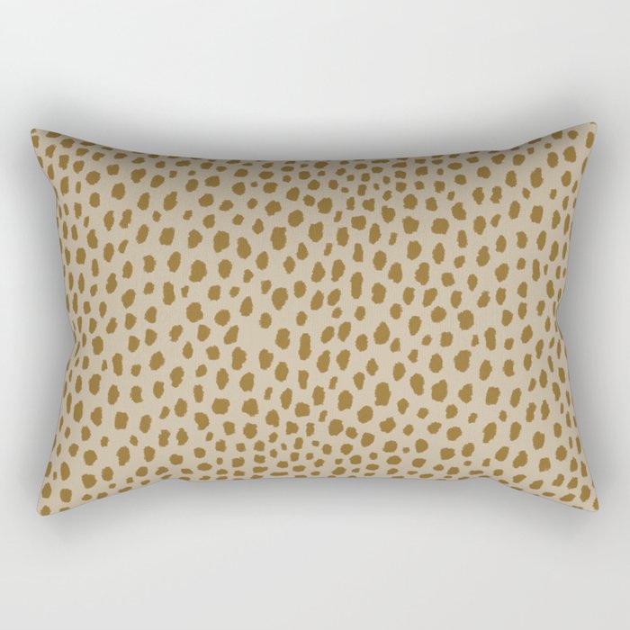 Handmade polka dot brush spots pattern (gold/tan) Rectangular Pillow