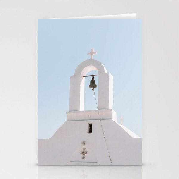 Greek White Church to the Blue Sky | Landscape and Town Travel Photography on the Islands of Greece | European Summer Art Stationery Cards