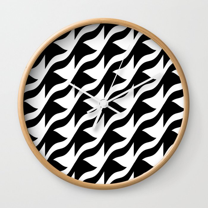 BLACK AND WHITE Geometric Pattern Background Wall Clock