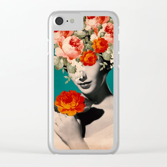 WOMAN WITH FLOWERS Clear iPhone Case