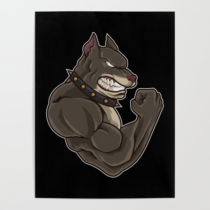 pitbull at the gym training fitness muscles poster by anziehend